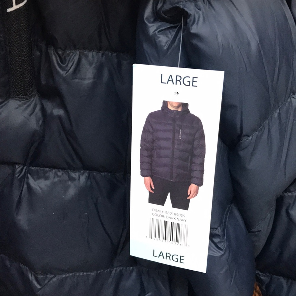 NWT,NAUTICA MENS QUILTED PUFFER HOODIE~DARK NAVY - Picture 14 of 16